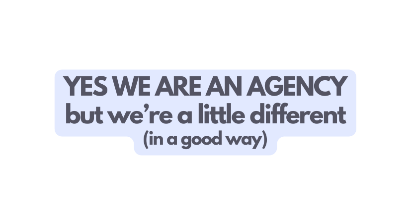 YES WE ARE AN AGENCY but we re a little different in a good way